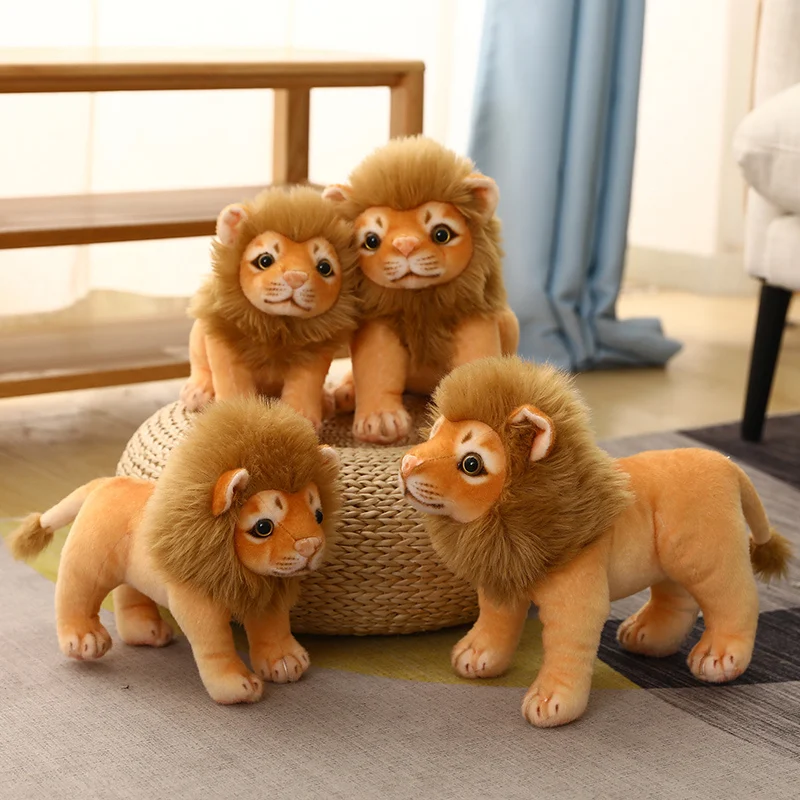 23/28cm Simulation Male Lion Plush Toys Lifelike Panthera Leo Stuffed Dolls Cute King of Grassland Room Decor Kids Birthday Gift