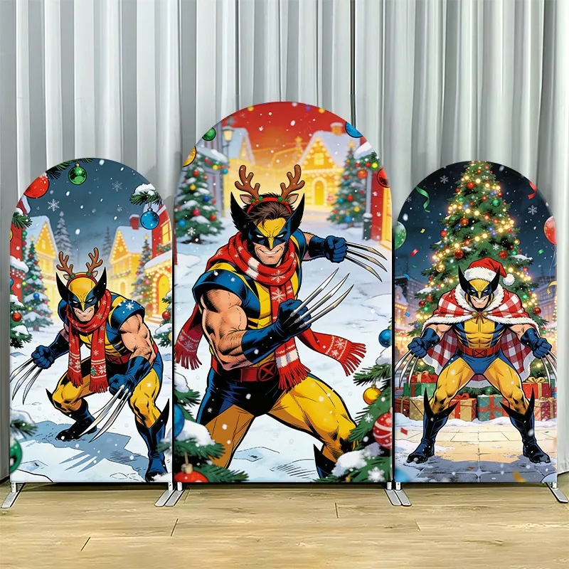 

Arch Backdrop Cover Single Side Wolverine Holiday Festive Christmas Reindeer Horns Party Decoration Photo Booth Background Props