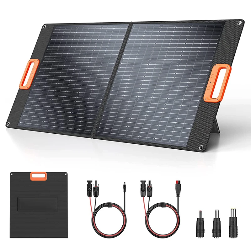 100W Solar Panels Portable Charger (19.6V/8.88A) with Adjustable Bracket Waterproof Anders Junction Box IP68