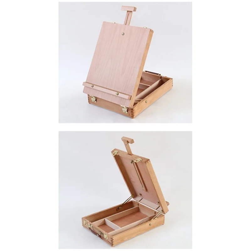 Large Adjustable Wooden Table Sketch Box Easel Desktop Sketch Box Easel for Artists Art Students and Beginners