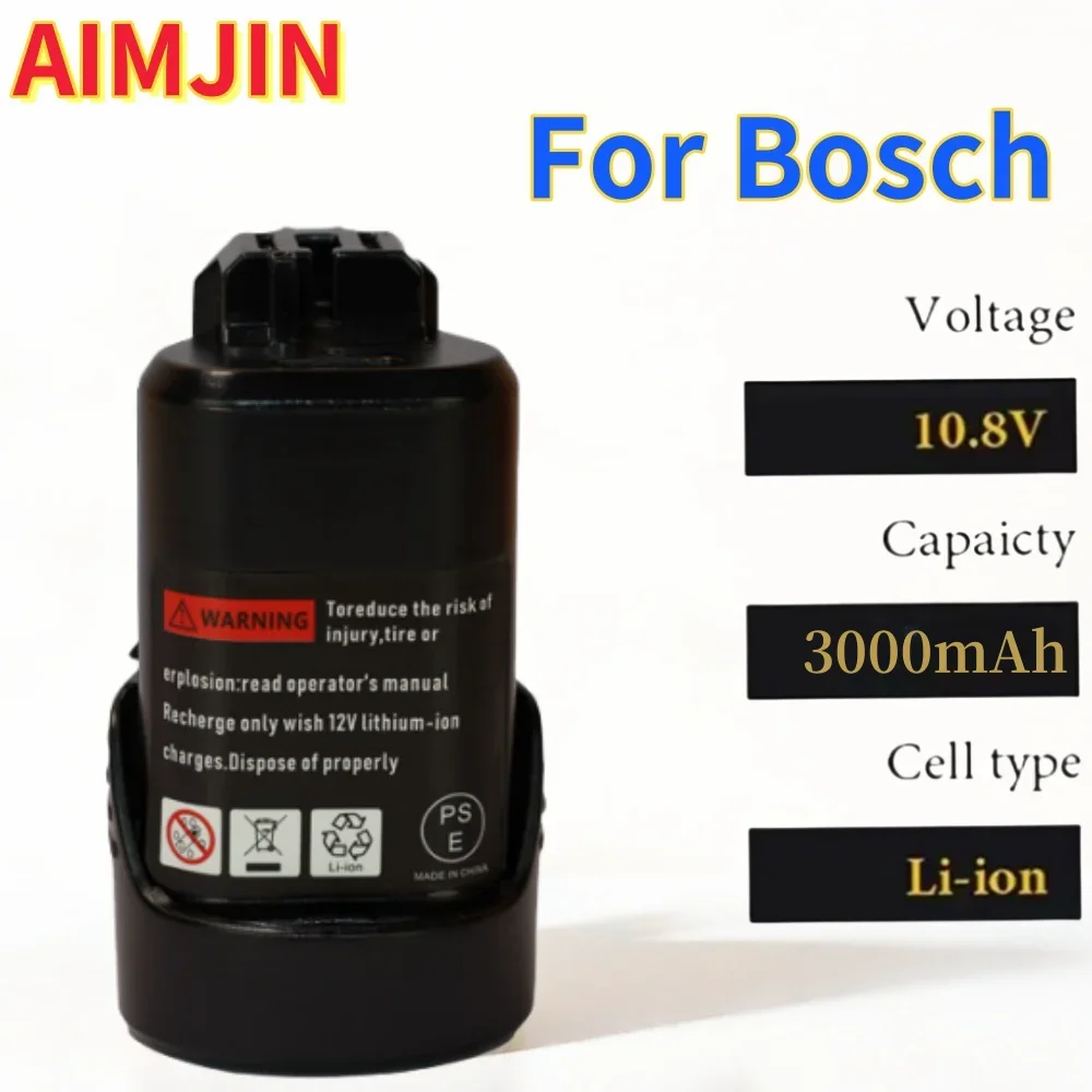 3.0Ah Rechargeable Battery for Bosch 10.8V Tool Battery Compatible with Bosch BAT411 BAT412A BAT413A Power Tools