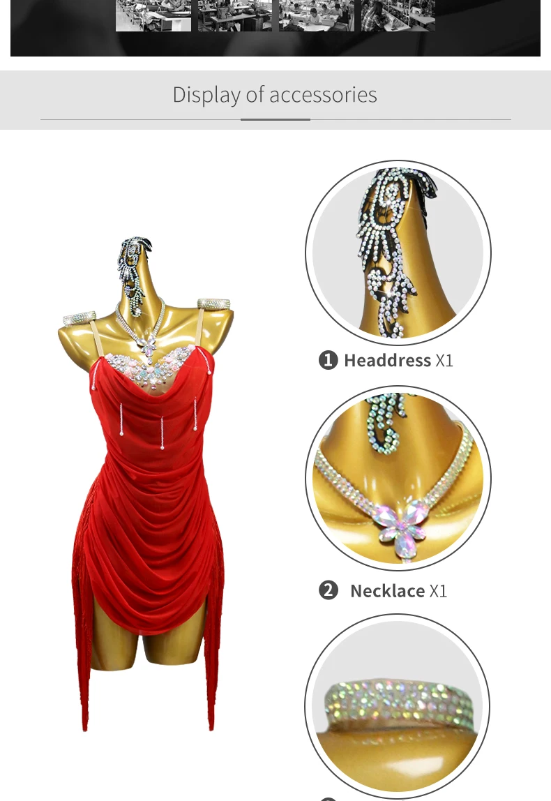 2026 Lateinamerikanisches Tanzkleid, Trainingskleidung, Damen, amerikanischer Rock, Bühnenkostüm für Tanzveranstaltungen und Wettbewerbe, Fransenanzug, sexy Mädchen, Bühnenkabarett – Detail 4