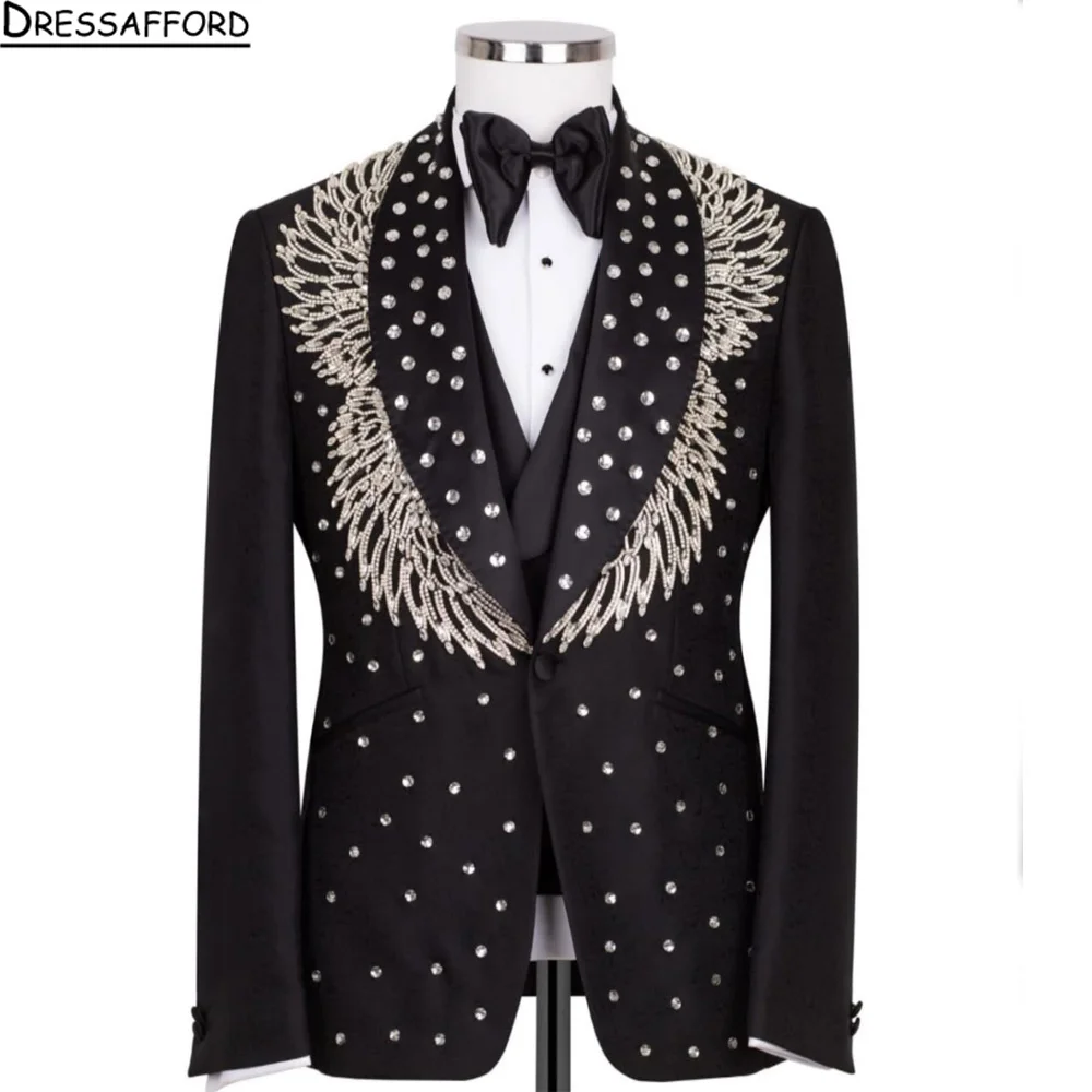 Floral Men's Suit 2 P iece Set Wedding Groom Tuxedo Jacquard Design Blazer Pants 2026 Fashion Elegant Men's Suit