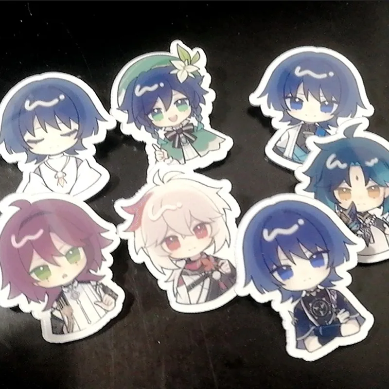 7Pcs/Lot Brooch Pin Wanderer Balladee Scaramouche Kunikuzushi Wendy Kaedehara Kazuha Shikanoin Heizou Xiao Acrylic badge Gift
