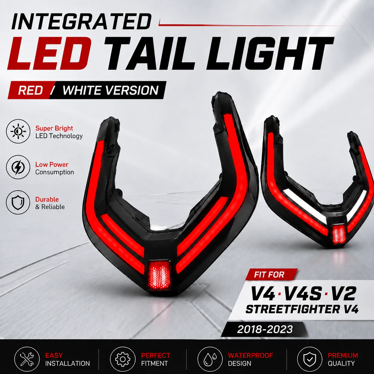 12V Motorcycle Rear Lights for Ducati Panigale V4 Streetfighter V4 S Brake Tail Lamp Turn Signal Direction Indicator Blinker
