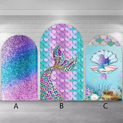 Mehofond Custom 2-Sided Under The Sea Mermaid Girls Birthday Party Baby Shower Cover Chiara Arch Background Decor Backdrop Photo
