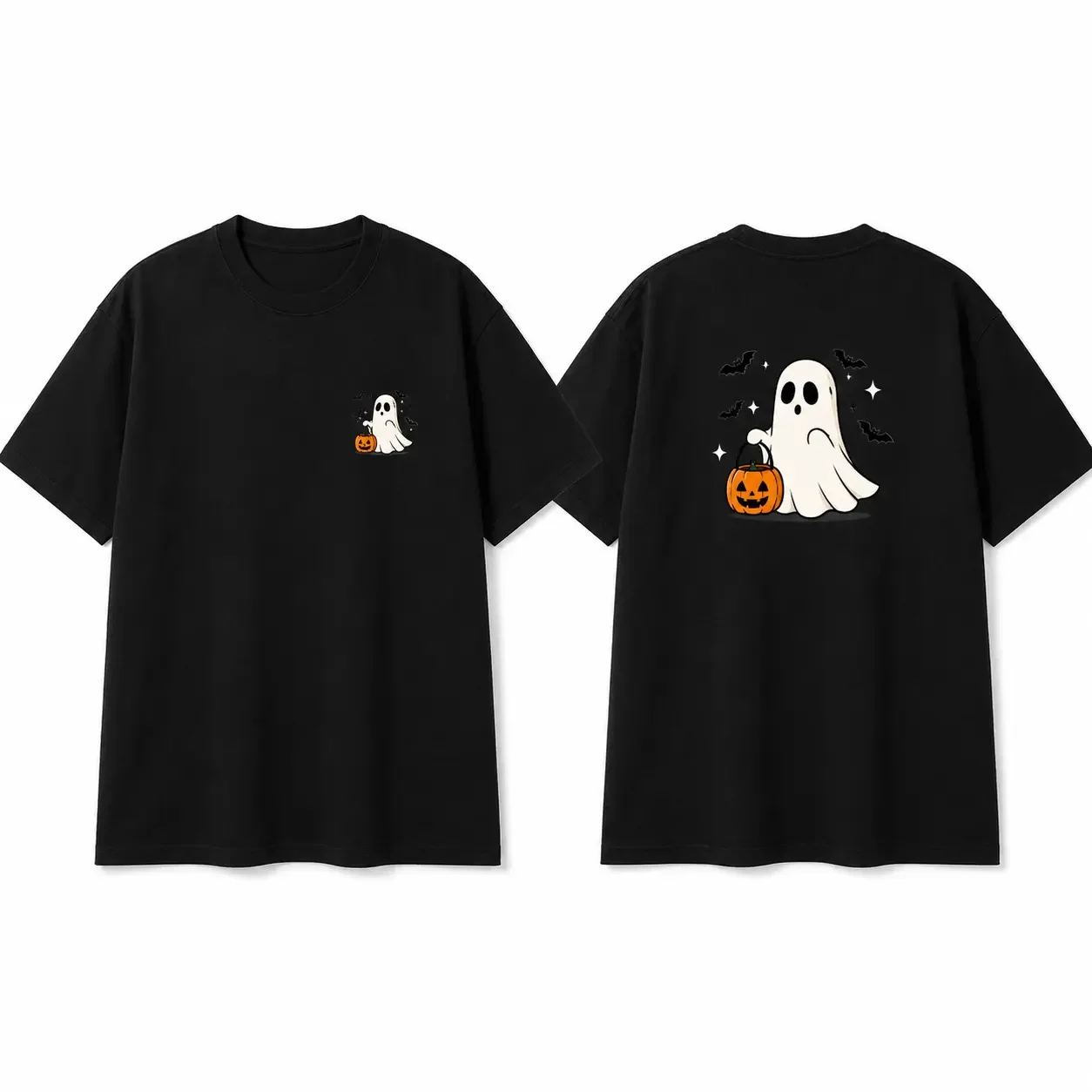 Cute Spooky Halloween Graphic T‑Shirt Women 100% Cotton Fall Casual Tee