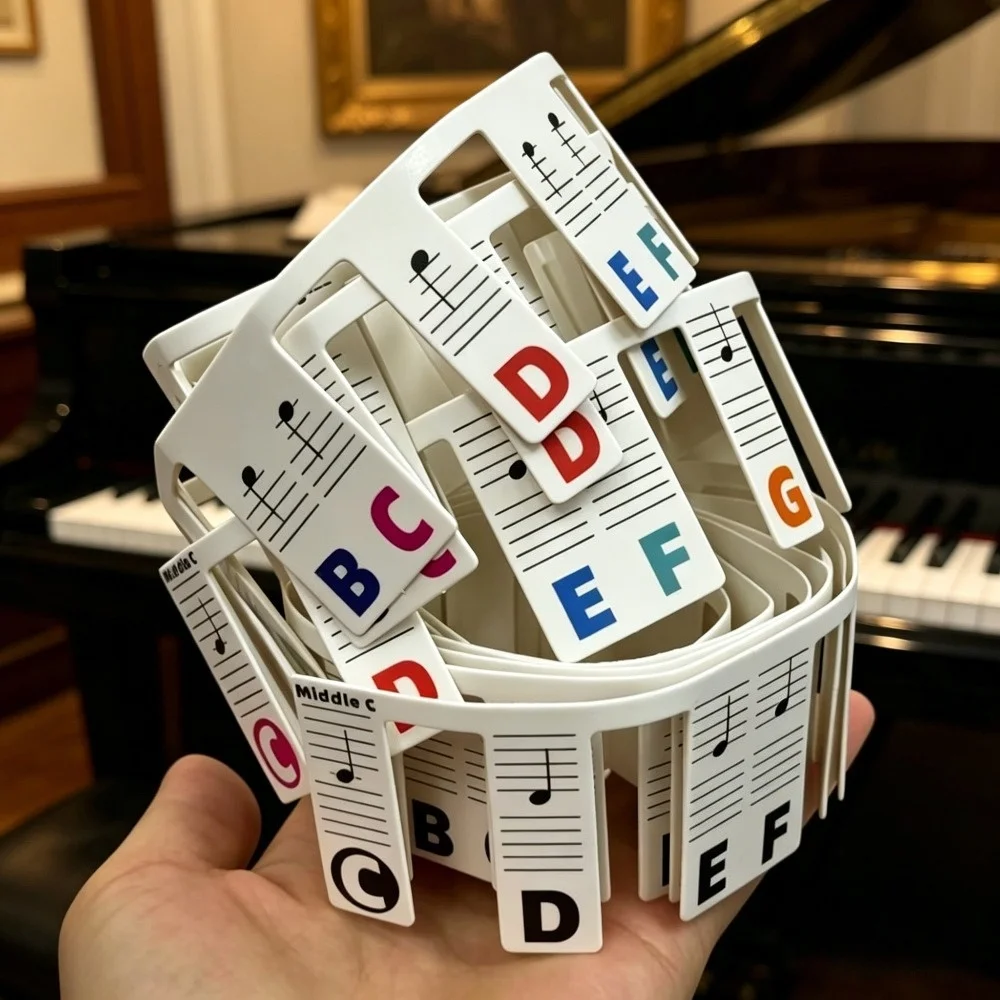 2Pcs Piano Beginner Accessory Set, 88-Key Keyboard Note Stickers & Piano Cleaning Brush, for Scales, Modes & Chords Practice