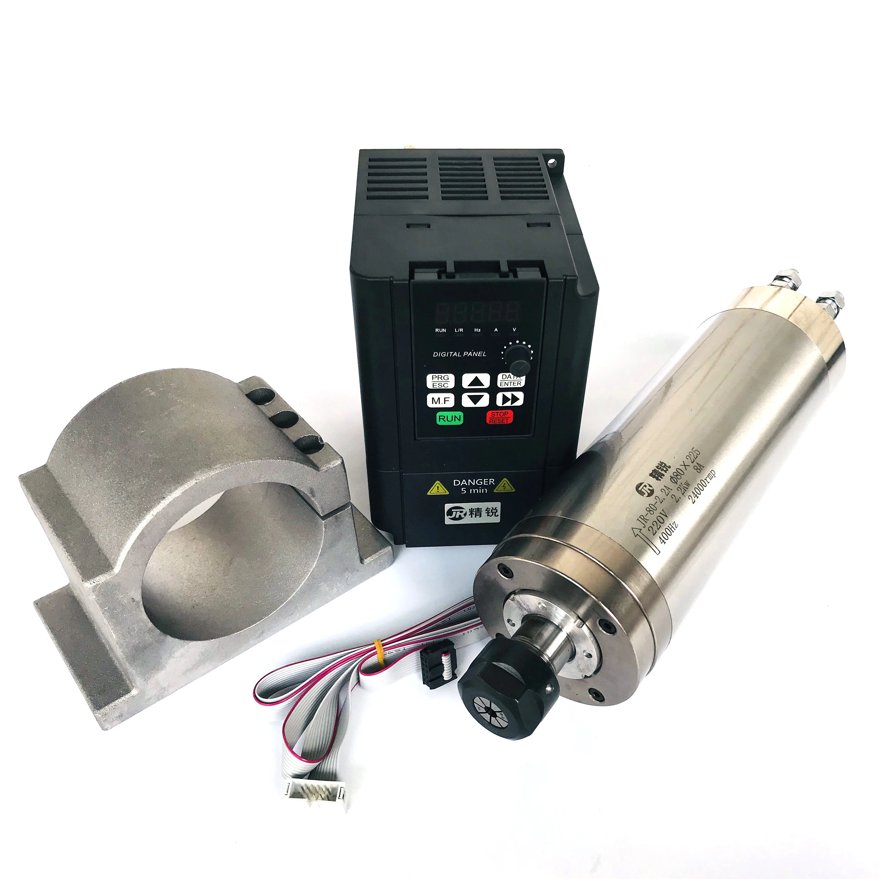 

Spindle Cnc Router 2.2kw 220V Air or Water Cooling Spindle Motor with Vfd/ Inverter and 80mm Bracket ER20 Collects