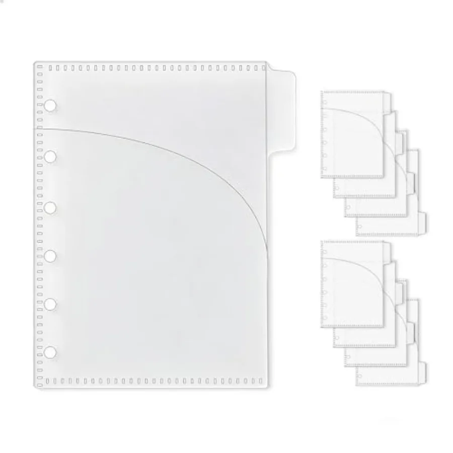 

8 A7 Binder 4 Tabs Mini Planner Inserts PP 2 Layer Cash Envelopes for 6 Ring Budgeting Binder Accessories Supplies 3.5"