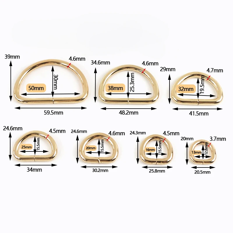 Meetee 20Pcs 13-50mm Metal D Ring Buckle Backpack Webbing Clasp Bag Strap Hooks Garment Belt Buckles DIY Leather Craft Accessory
