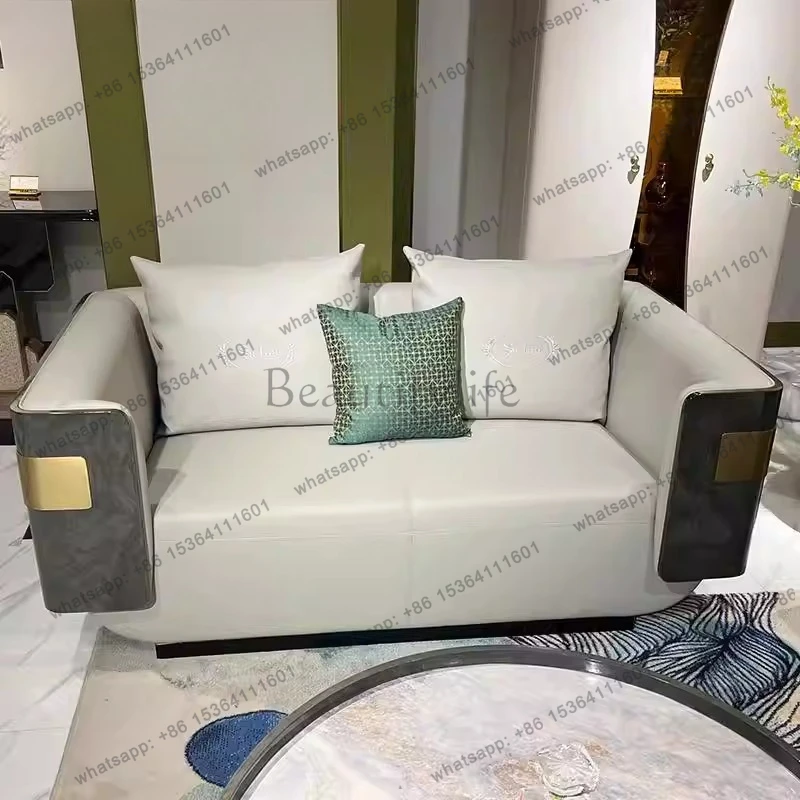 Italian leather light luxury 123 sofa combination luxury large apartment paint