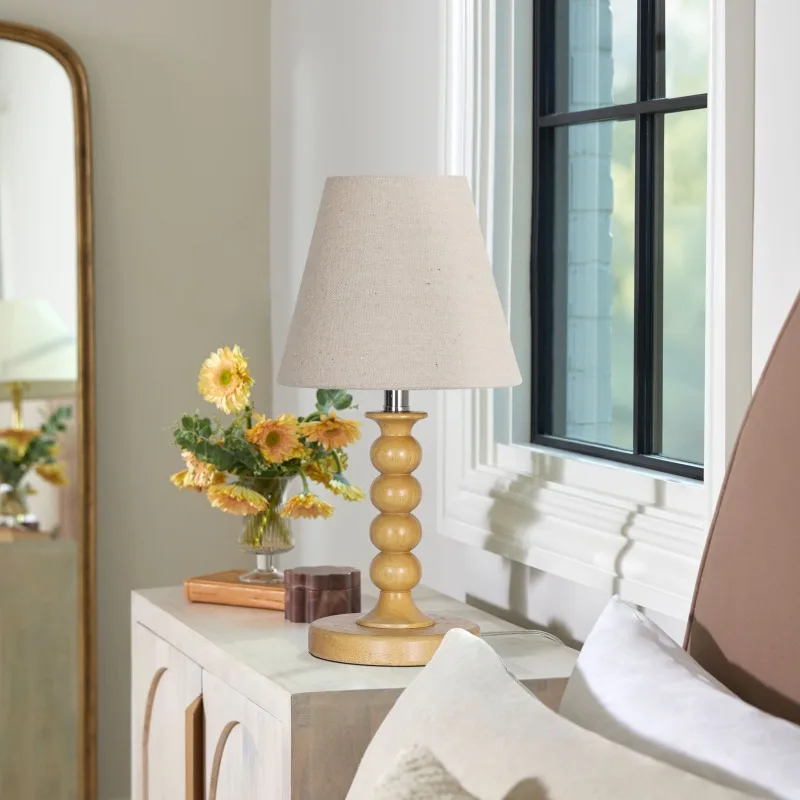 Middle Ancient Style Wooden Small Floor Lamps Minimalist Warm Peach Wood Color Table Desk Reading Lights Illumination Ornaments