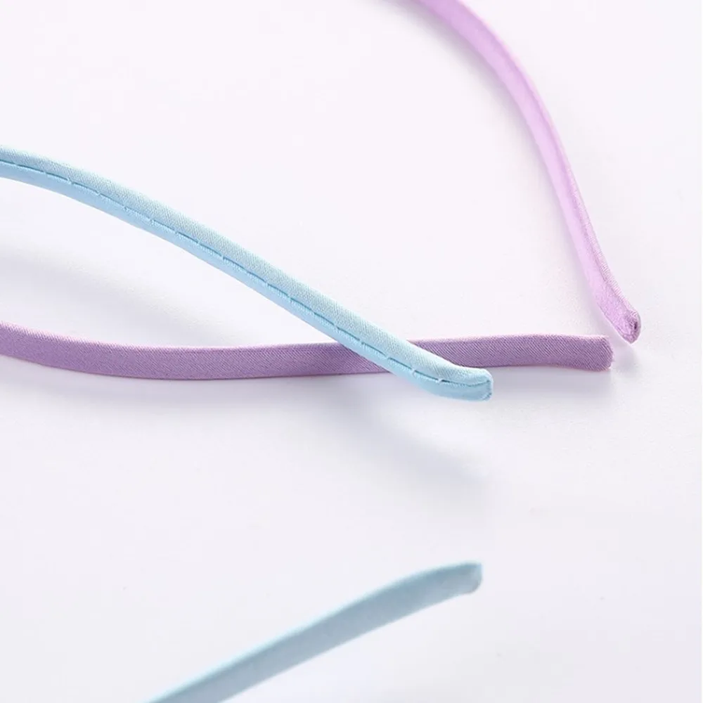 10Pcs 5mm Satin Fashion Women Kids Headbands Bezel Colorful Hair Hoops Metal Hairband DIY Girls ​Headwear Jewelry Accessoreis