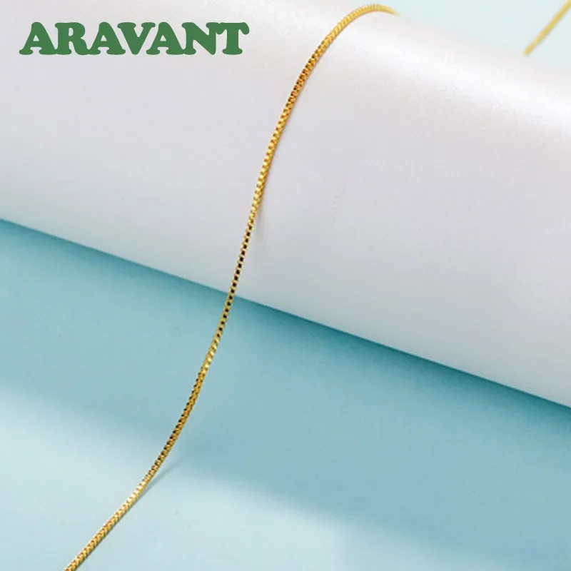 ARAVANT 925 Silver Rose Gold Box Necklace Chain For Women Fashion Jewelry