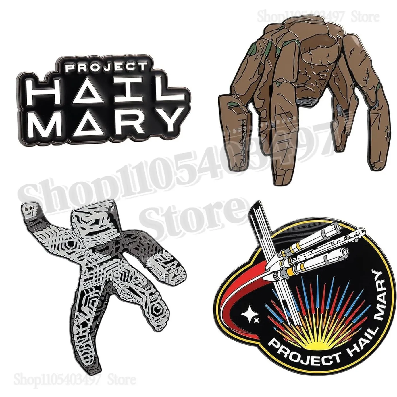

Project Hail Mary Inspired 4-Piece Enamel Pin Set Sci-Fi Movie Themed Collectible Badges for Fans Gift