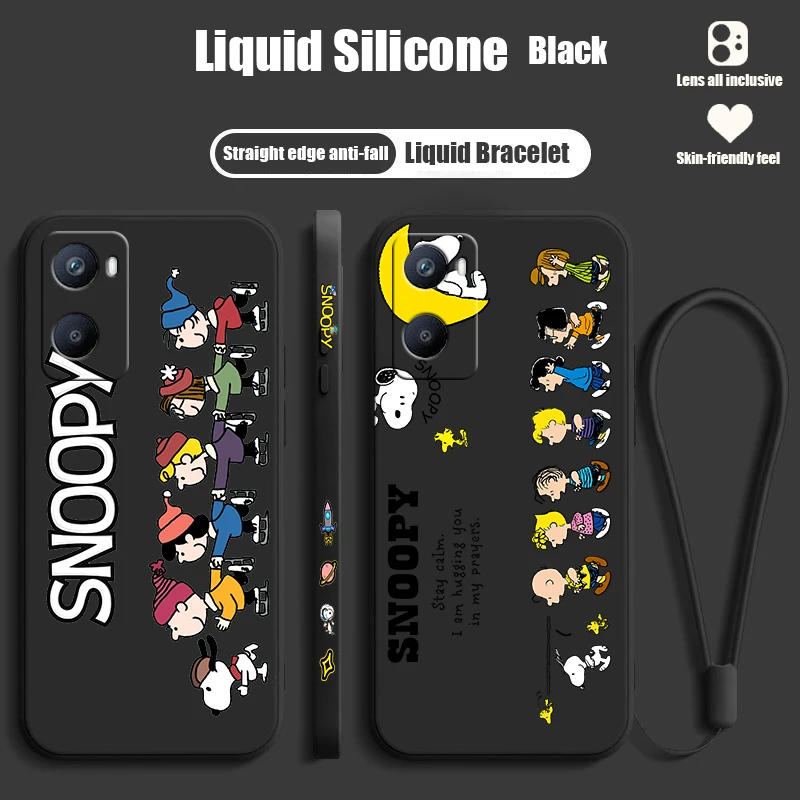 Cartoon Funny S-Snoopys For OPPO F21 A54S A53S A52 A33 A31 A16S A11S A9 A5 A1K A12 AX7 A5 Liquid Left Rope Phone Case