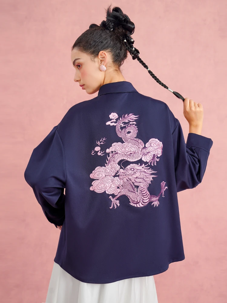 

Women's Dragon Embroidered Shirt, Spring