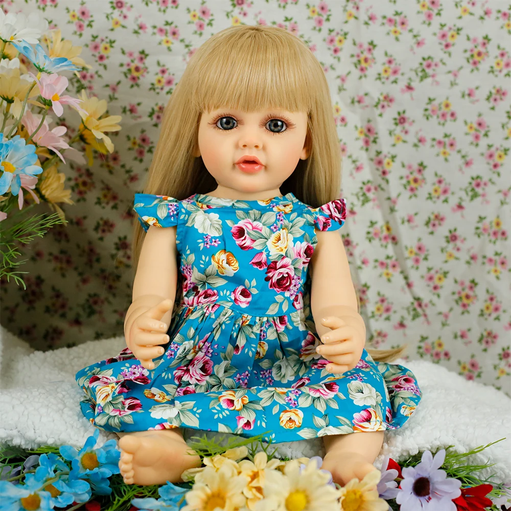 55CM Betty Realistica bambola rinata piena di silicone vinile corpo lavabile capelli biondi realistici principessa bambina regali di Natale