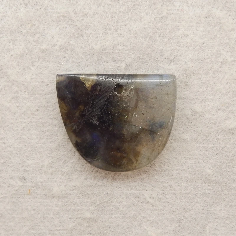 Labradorite Half-Moon Pendant Dark Hued Blue-Flash Gemstone Jewelry Component for DIY Handmade Beaded Necklace 16x19x4mm-2.2g
