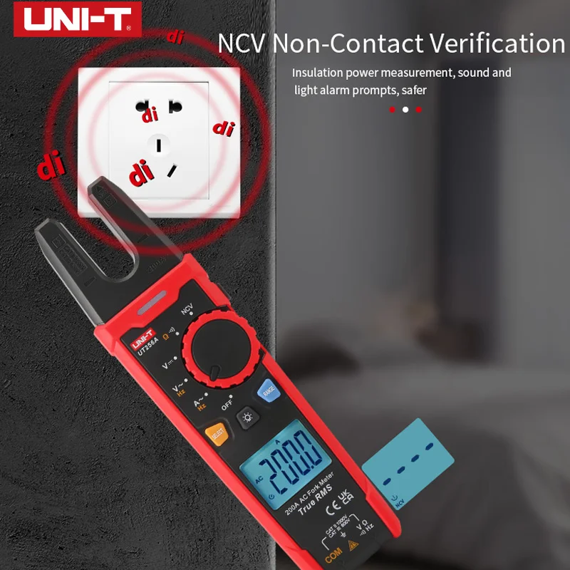 UNI-T UT256 Series 200A True RMS Fork Meters UT256A; AC/DC 1000V Voltage Measurement/NCV/Resistance/On-Off Testing