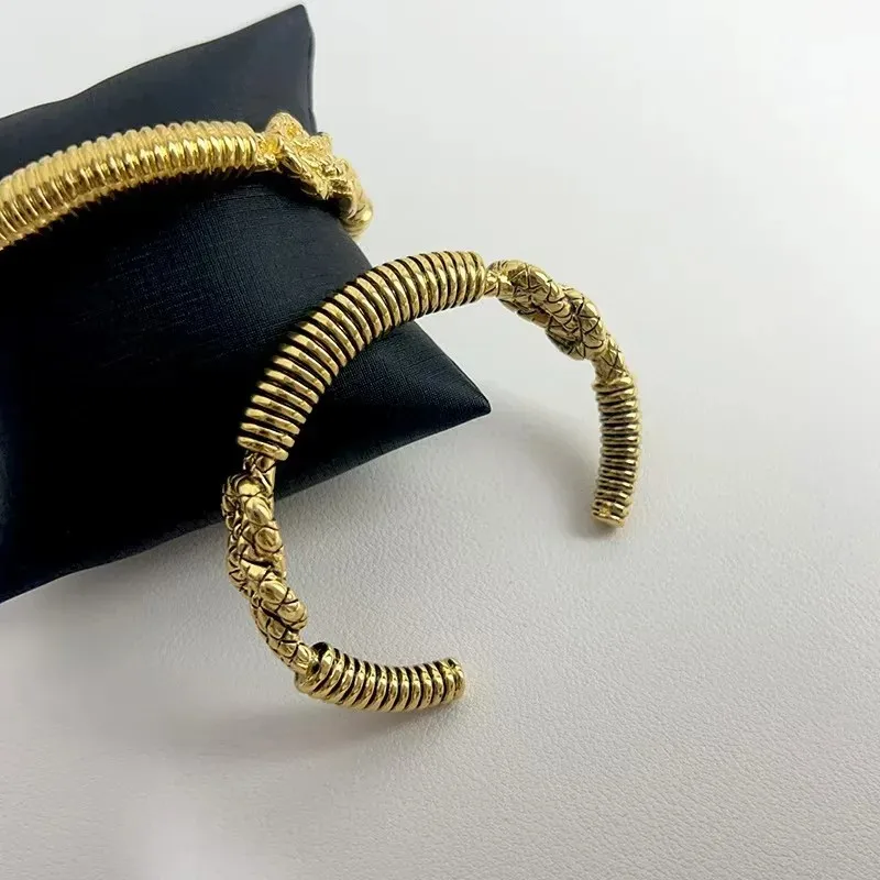 Trendy Snake Scale Texture IP Black/18K Gold Plated Bracelet Vintage Waterproof Non-fading Bangles Jewelry For Man/Women Gifts