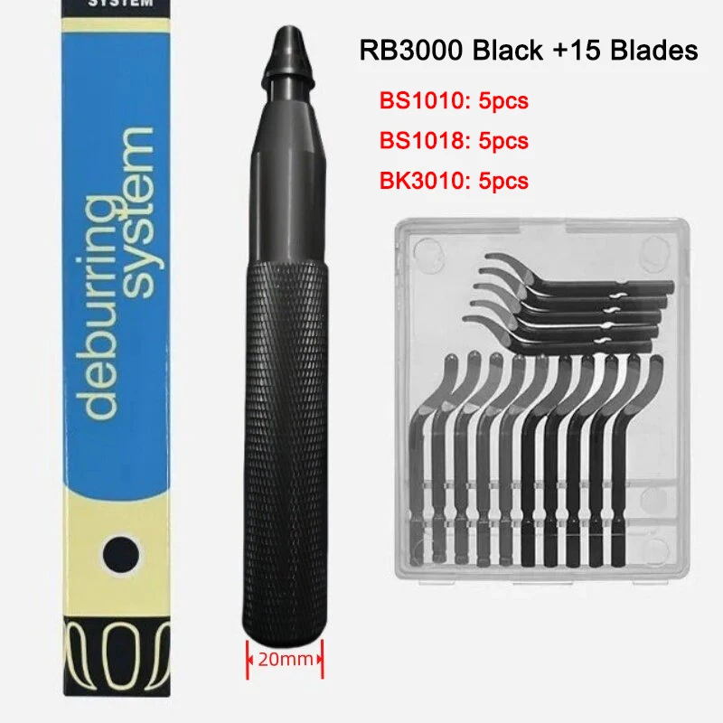Hand Deburring Tool Set with 15 Replaceable Blades, Burr Remover Edge Trimmer Burr Scraper for Metal Plastic Deburr Chamfer Tool