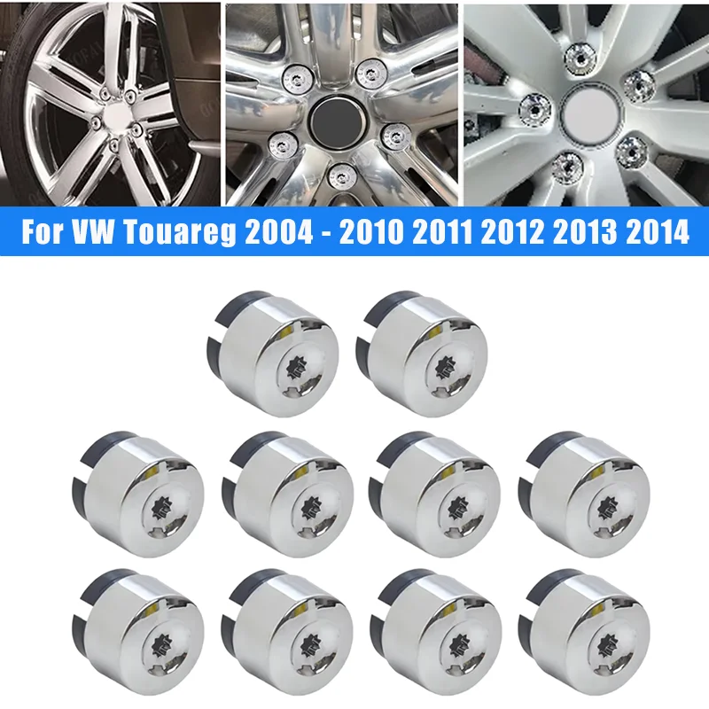 Lot de 10 capuchons de boulons de roue chromés 7l6 601 173a 2zz pour VW Touareg 2004 - 2010 2011 2012 2013 2014 Accessoires Auto