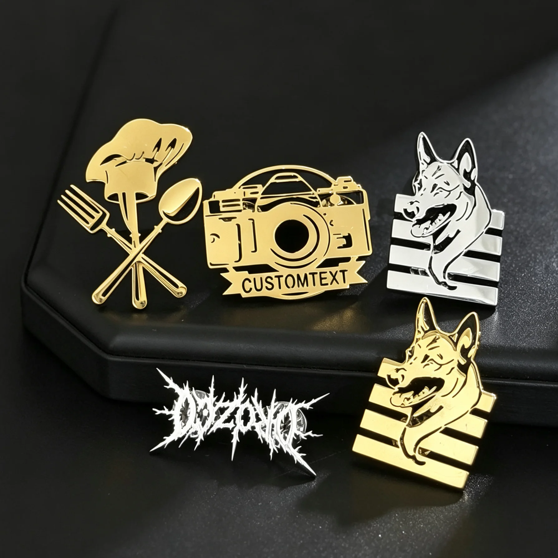 Custom Stainless Steel Cutout Enamel Pin Personalized Custom Logo Text Pattern Lapel Pin Customized Metal Badge Brooch Gift
