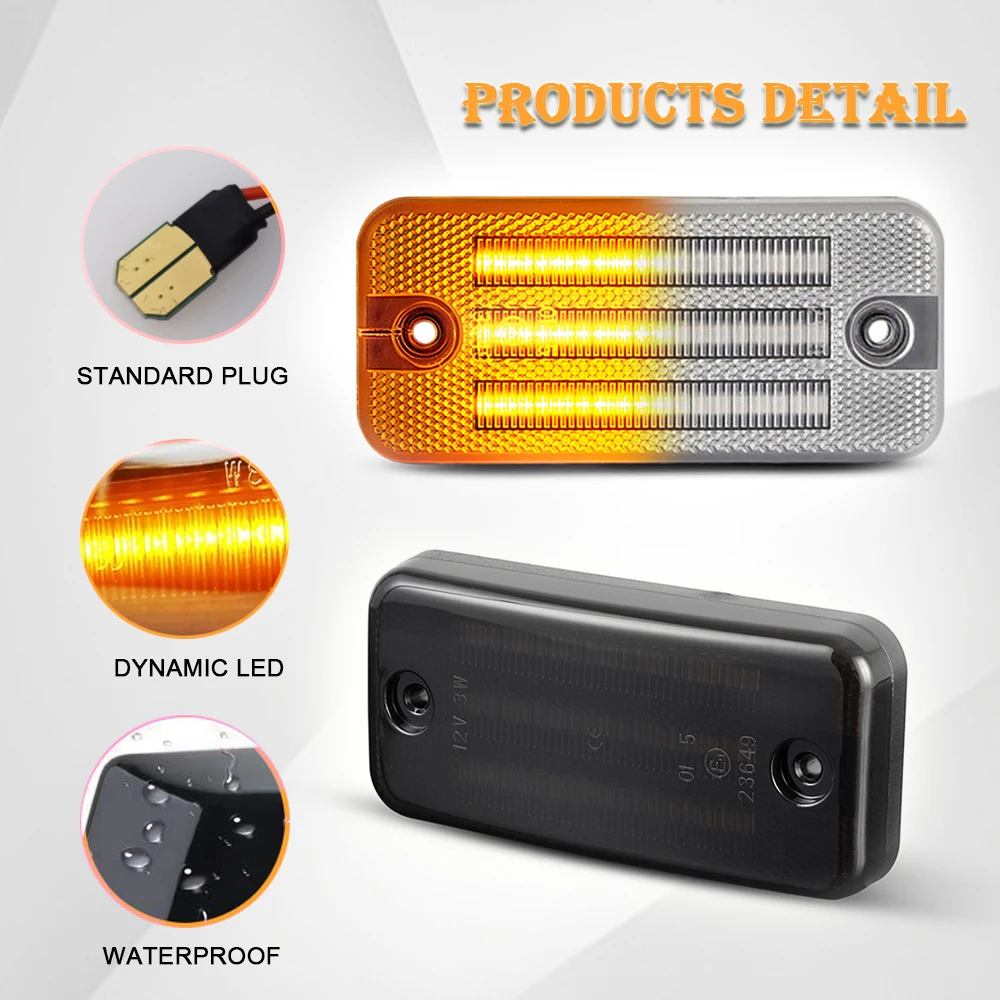 6x LED Side Marker Turn Signal Lights For Peugeot Boxer Citroen Relay Jumper Jeep Cherokee Fiat Ducato Dynamic Amber