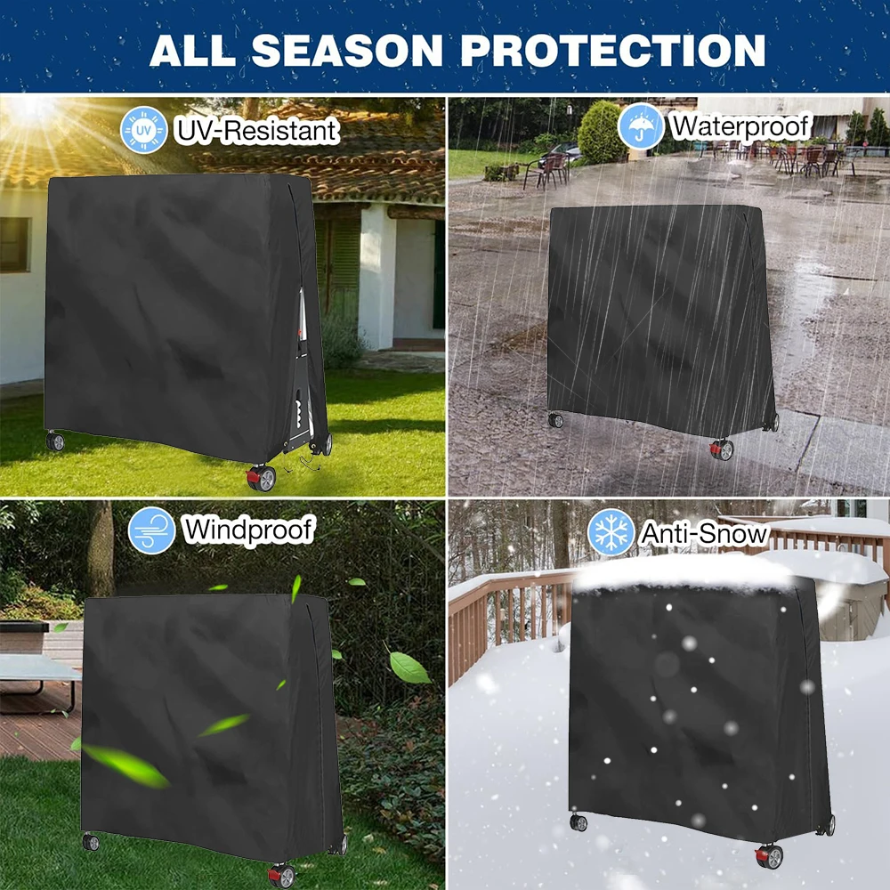 Afbeelding 7: Tafeltennistafelhoes Waterdichte Ping Pong Tafelhoes voor Binnen/Buiten Stofdicht Heavy Duty Polyester 165x70x185cm Ping Pong Tafel Opslag