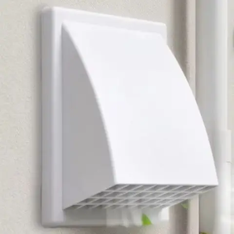 Weatherproof Exterior Wall Vent Grille With Adjustable Valve, Plastic Cover For Kitchen Bathroom, 100mm 125mm 150mm