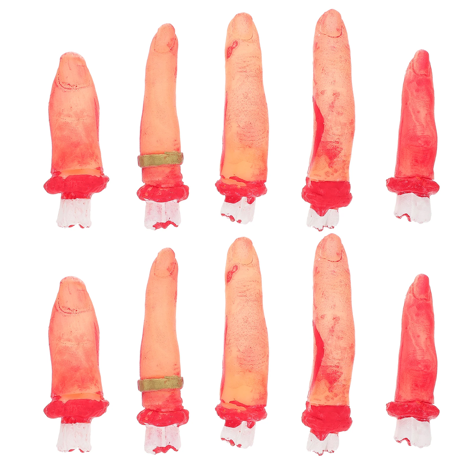 

10 Pcs Blood-broken Finger Props Fake Bloody Cut off Toy Prank Party Scary Fingers for Halloween Latex Foam