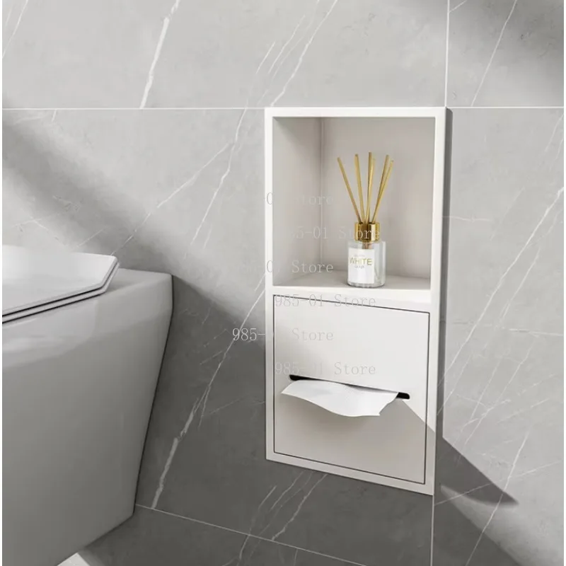 Stainless Steel Recessed Bathroom Storage Cabinet Wall Niche Tissue Box Toilet Paper Holder Organizer view 2