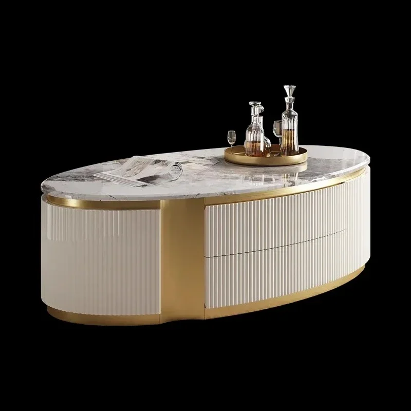 

Стильный кофейный столик Y Light Luxury с мраморной столешницей, итальянский современный дизайн, высококачественный модный овальный телевизионный шкаф-тумба для гостиной.
