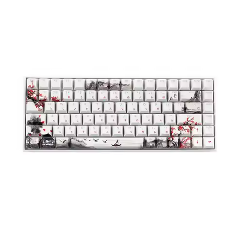 ABIJ-For Gamer Mechanical Keyboard Compatible 127 Keys PBT Keycaps Japanese Plum-Blossom Dye-Sub Cherry MX Switches Custom Set