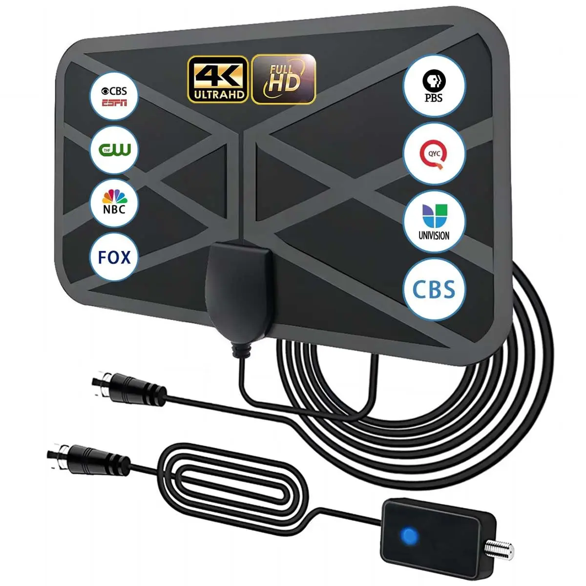 Antena de tv 4k interna para todas as tves digitais 30db amplificador de alto ganho DVB-T/t2 cabo antena de tv 500 milhas uhf vhf dtv antenas aérea