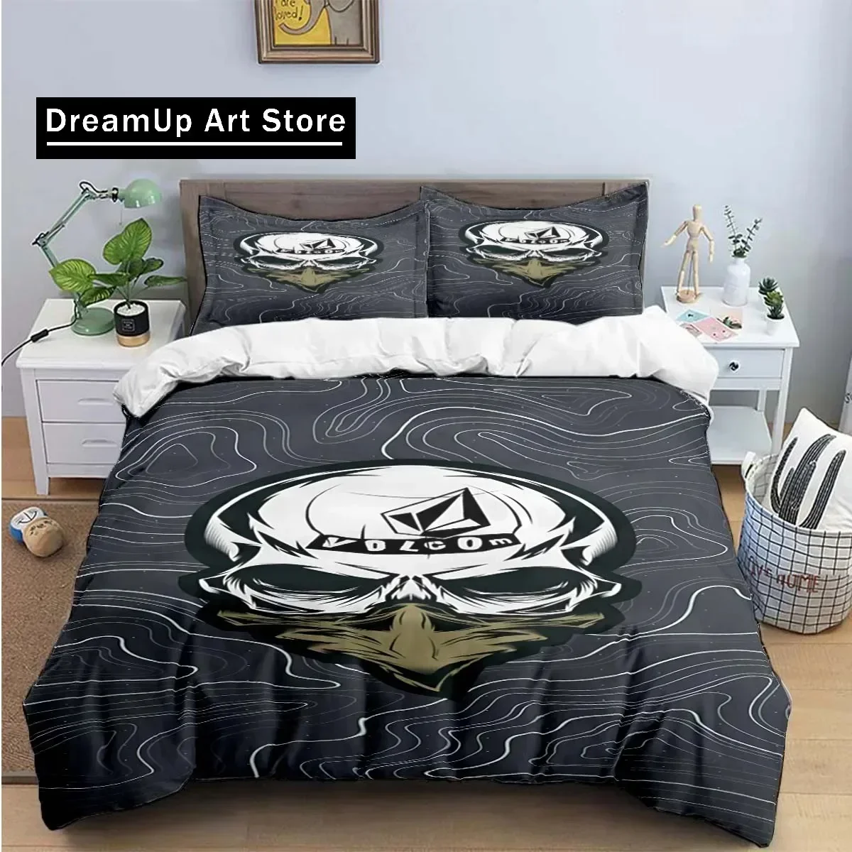Exquisite V-VOLCOM Bedding Set Boys Girls Twin Queen King Size Duvet Cover Pillowcase Bed boys Adult Bedroom
