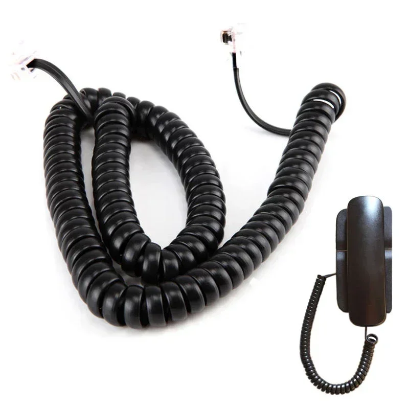 3meters RJ10 Telephone Handset Phone Extension Cord Curly Coiled Line Cable Spring Wire Telephone Handset Voice Extension Cable