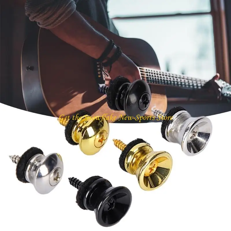 E56D 2 Pieces Metal Guitar Strap End Pins Strap Buttons with Screws & Felts Cushions