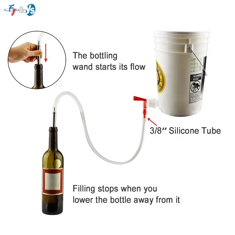 Craft Beer Bottle Filler Kit With Bottling Bucket Spigot & Brush Stainless Steel Wine Transfer Tools for Homebrew