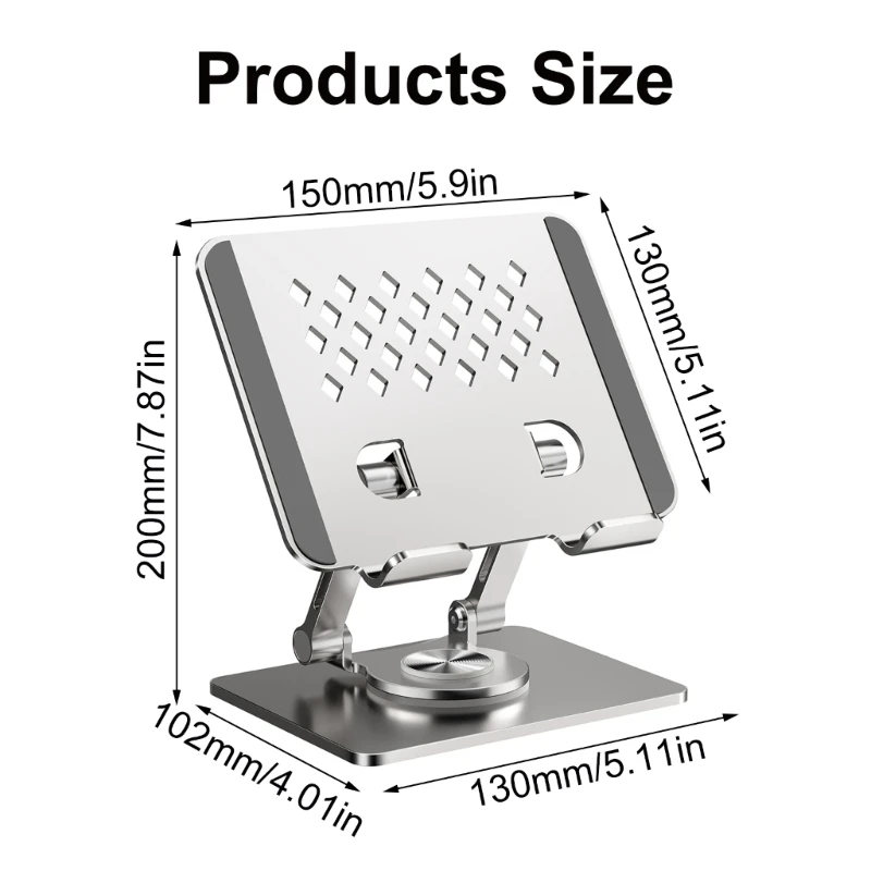 Foldable Metal Stand, Multiple Tablets Stand Holder 360°Rotating Base Foldable Holder for 4-12.9inch Phone Dropship