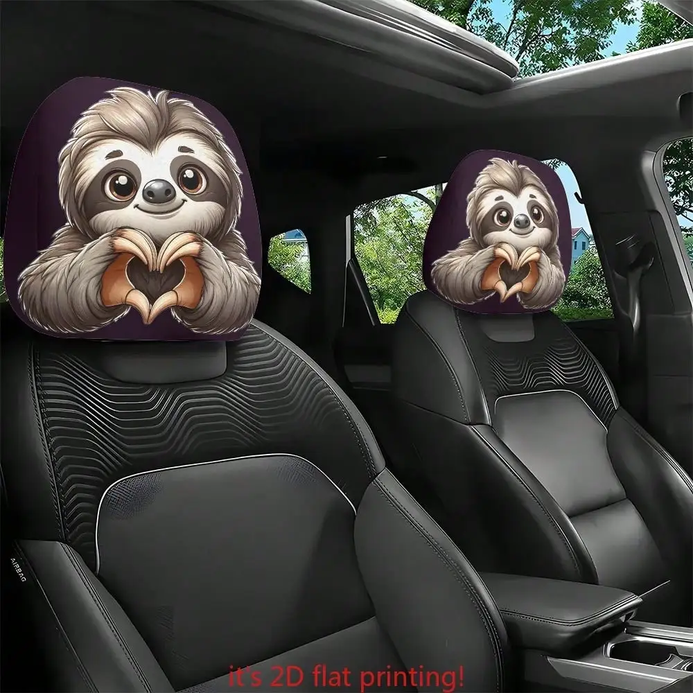 

Набор из 2 чехлов на подголовники автомобиля с сердечками, выполненных из 100% полиэстера. | Универсальные эластичные автоаксессуары, легко устанавливаемые