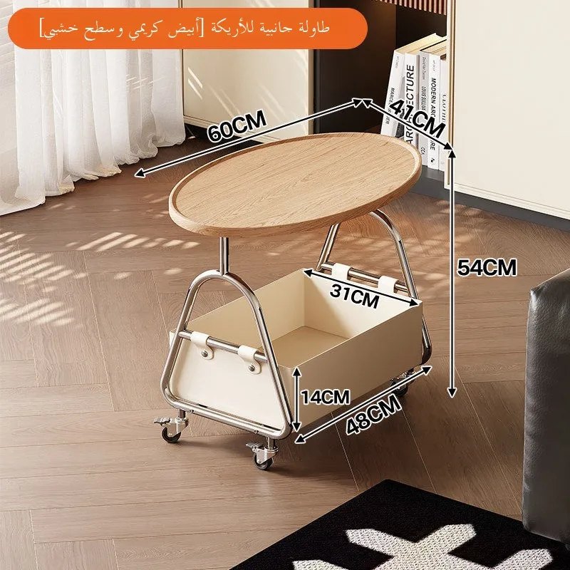Movable Storage Side Table Living Room Wood Tea Table Mid Century Small Table Sofa Side Cabinet Cart Shelf