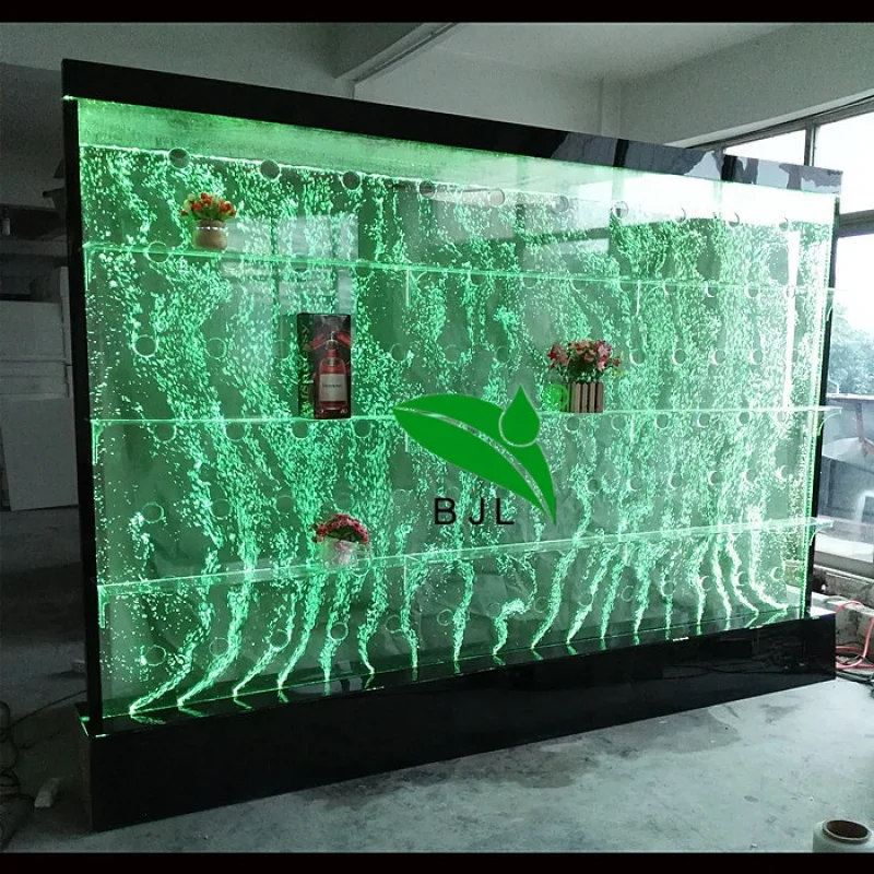 Customized-commercial furniture modern corner led water bubble wall bar cabinet