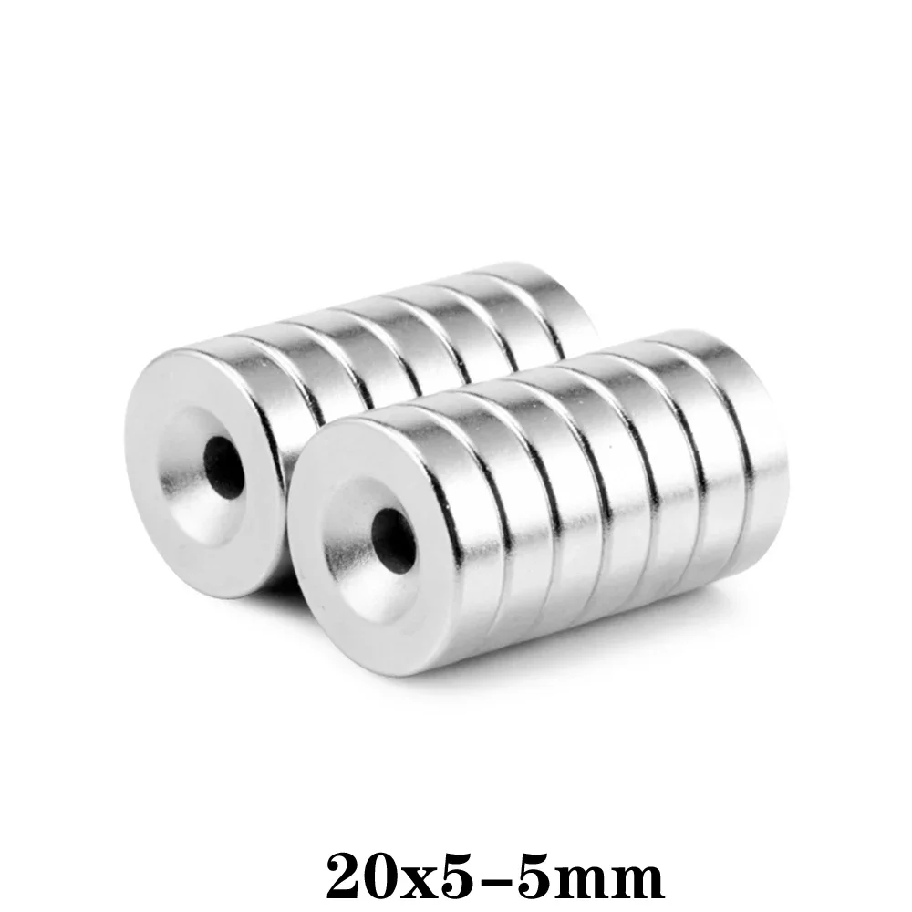 20X5-5mm Disc Strong Powerful Magnets 20X5 Hole 5mm Round Magnet For Fridge DIY Building Scientific Craft 20x5-5 20*5-5