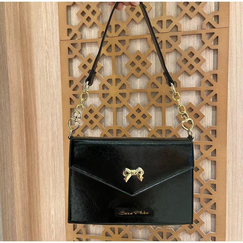 

Черная сумка через плечо Sweet Lolita, женская прозрачная сумка с милым бантом Ita, женская кожаная сумка в стиле Харадзюку Jk, эстетичная