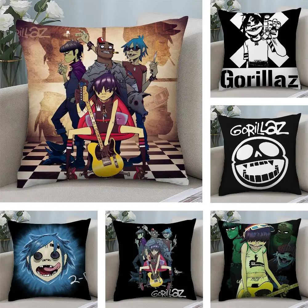 G-Gorillaz Band Kissenbezug, quadratisch, doppelseitig bedruckt, Kissenbezug für Sofa, Zuhause, Schlafzimmer, Dekoration, Geschenk