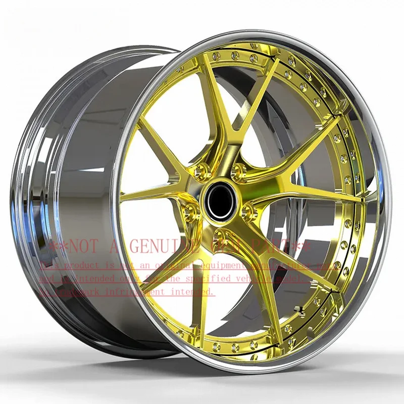 For BMW 2 Piece Polished Forged Alloy Wheel Rim 22 Inch Gold Center Cap Fit G30 Custom Wheel Rim
