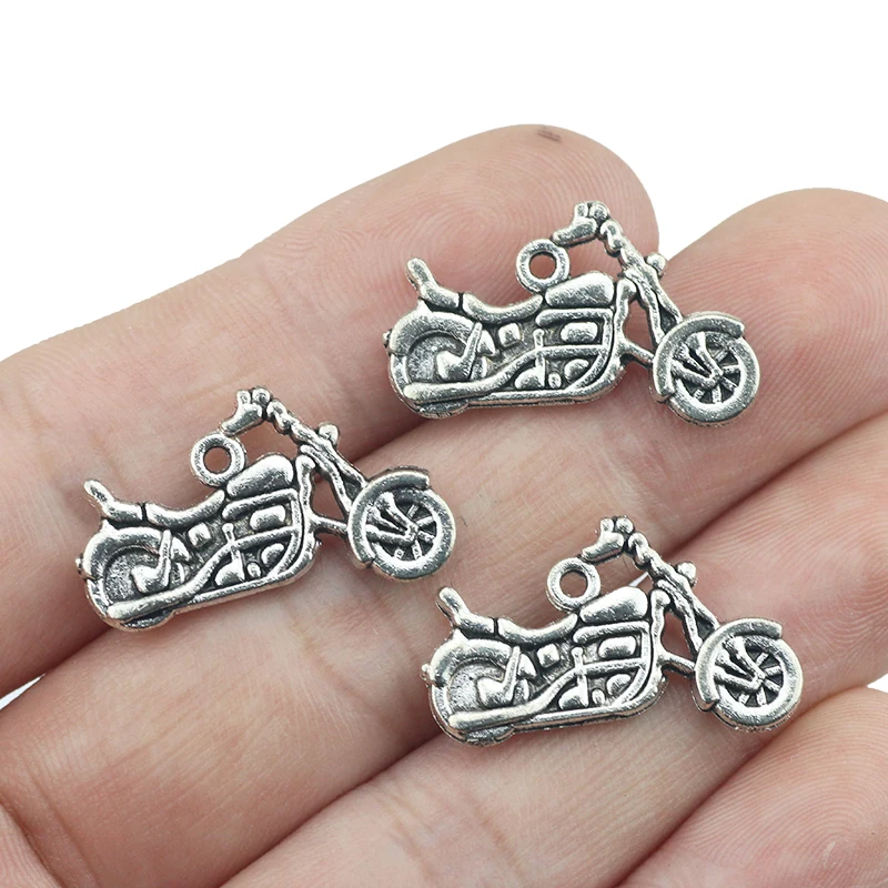 15 Pieces/Lot14x24mm Charms Motorcycle Scooter Autocycle Tibetan Silver Color Pendants Antique Jewelry Making DIY Handmade Craft